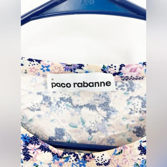 Paco Rabanne Asymmetrical Floral MIDI Dress Sz 38 Paco Rabanne Asymmetrical Floral MIDI Dress Sz 38